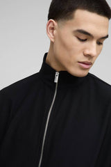 Oversized Boxy Balloon Sleeve Zip Through Funnel Neck Track Top