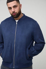 Plus Faux Suede Regular Fit Bomber Jacket