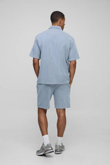 Oversized Two-Tone Ribbed Jersey Shirt