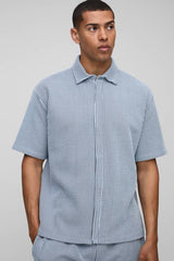 Oversized Two-Tone Ribbed Jersey Shirt