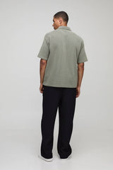 Oversized Two-Tone Ribbed Jersey Shirt