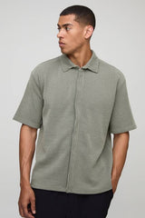 Oversized Two-Tone Ribbed Jersey Shirt