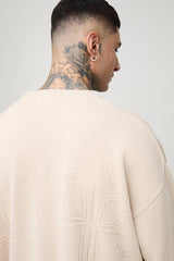 Tall Tonal Gothic Cross Boxy Oversized Jumper