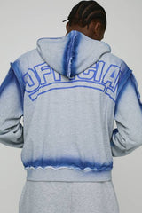 Oversized Boxy Loopback Seam Detail Zip Through Hoodie