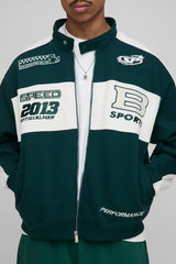 Oversized Jersey Moto Collar Bomber Jacket