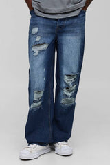 Tall Washed Multi Rip Relaxed Fit Jeans