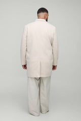 Plus Single Breasted Wool Look Regular Fit Overcoat in Beige