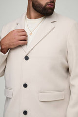 Plus Single Breasted Wool Look Regular Fit Overcoat in Beige