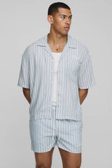 Oversized Boxy Fit Pinstripe Shirt and Swim Set