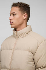 Tall Regular Fit Funnel Neck Puffer Jacket in Stone
