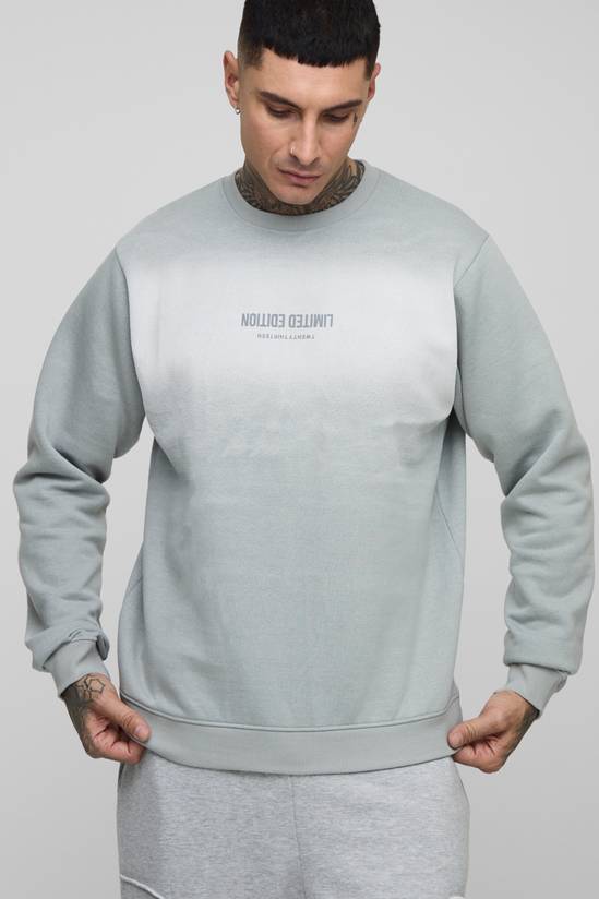 Tall Limited Edition Print Regular Fit Spray Wash Sweater