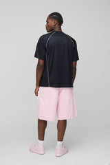 Oversized Ombre Stripe Piping Sports Top
