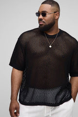 Plus Fishnet Crochet Oversized T-Shirt
