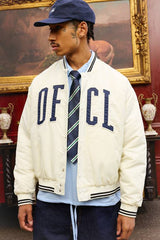 Oversized Boxy OFCL Embroidered Nylon Varsity Jacket
