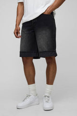 Regular Fit Washed Turn Up Hem Jorts