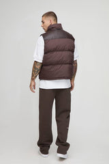 Regular Fit PU Yoke Nylon Panel Gilet