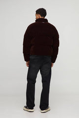 Boxy Fit Velour Funnel Neck Puffer Jacket