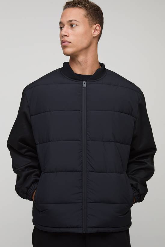 Tall Regular Fit Quilted Scuba Sleeve Puffer