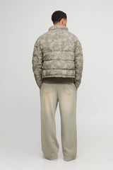 Oversized Boxy Washed Cord Puffer Jacket