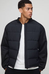 Regular Fit Quilted Scuba Sleeve Puffer