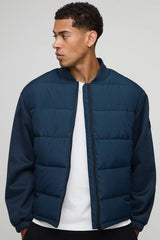 Regular Fit Quilted Scuba Sleeve Puffer