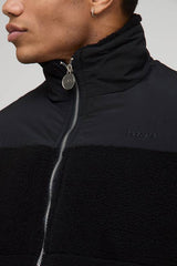Boxy Fit Borg Nylon Mix Funnel Neck Puffer Jacket