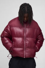 Boxy Fit High Shine Nylon Mix Funnel Neck Puffer Jacket