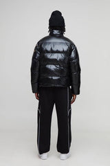 Regular Fit Reversible Mix Fabric Panelled Funnel Neck Puffer Jacket
