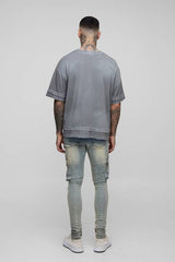 Tall Stonewash Multi Rip Super Skinny Cargo Jeans