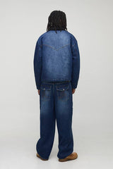 Oversized Boxy Washed Panelled Denim Jacket