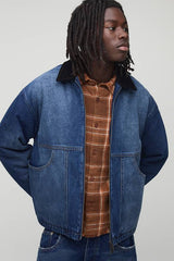 Oversized Boxy Washed Panelled Denim Jacket