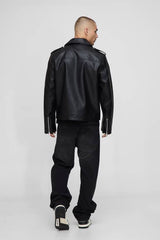 Boxy Fit PU Biker Jacket