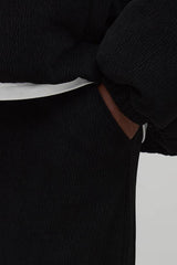 Plus Relaxed Fit Textured Faux Suede Stacked Trousers