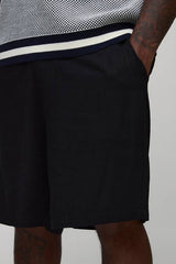 Plus Relaxed Fit Heavyweight Linen Fixed Waist Shorts