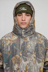 Oversized Camo Hooded Funnel Parka Jacket