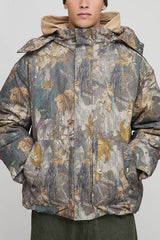 Oversized Camo Hooded Funnel Parka Jacket