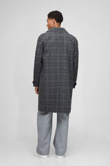 Regular Fit Raglan Single Breasted Check Collar Buckle Car Coat