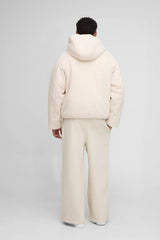Oversized Mini Knitted Textured Detachable Hooded Puffer Jacket