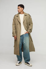 Oversized Twill Double Breasted Trench Coat