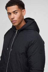 Regular Fit Longline Hooded Funnel Padded Parka Jacket