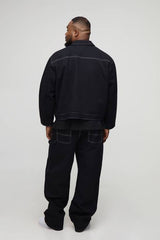Plus Oversized boxy Canvas Carpenter Panel Worker Jacket