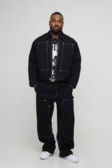 Plus Oversized boxy Canvas Carpenter Panel Worker Jacket