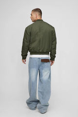 Regular Fit Peached Crinkle Nylon Bomber Jacket