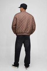 Oversized Diamond Quilted Liner Bomber Jacket
