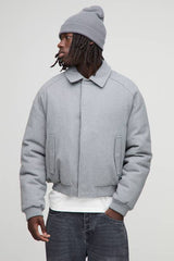 Regular Fit Melton Mono Padded Collared Bomber Jacket
