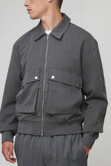 Regular Fit Technical Utility Cargo Pocket Harrington Jacket