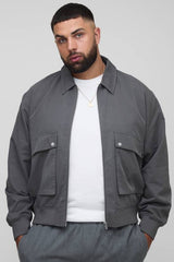 Plus Boxy Technical Utility Cargo Pocket Harrington Jacket