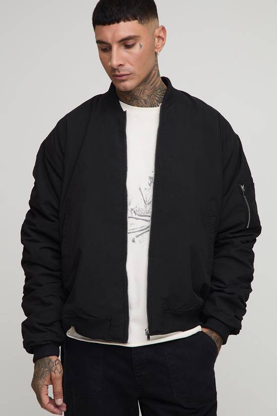 Tall Oversized Peached Embroidered MA1 Bomber Jacket