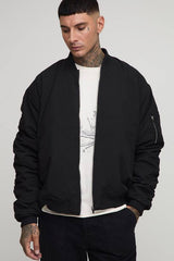 Tall Oversized Peached Embroidered MA1 Bomber Jacket