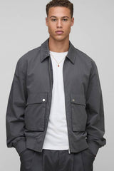 Tall Technical Utility Cargo Pocket Harrington Jacket